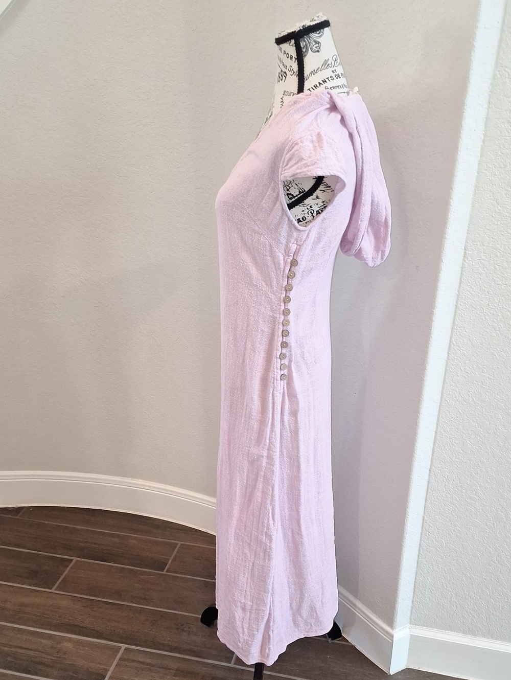 Free People Hooded Cap Sleeve Midi Beach Dress With Wooden Buttons Pink Small